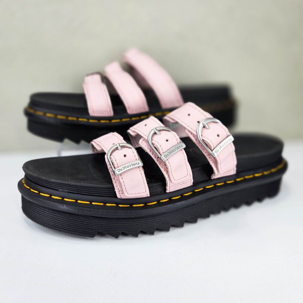 Dr. Martens Blaire Slide Muted Pink Leather Platform Sandals AW004 Women's Sz 9